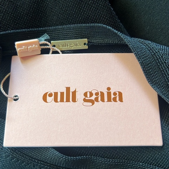 Cult Gaia Nuru Knit Asymmetrical One-Shoulder Mini Dress Black Black NWT Sz M - Picture 11 of 12